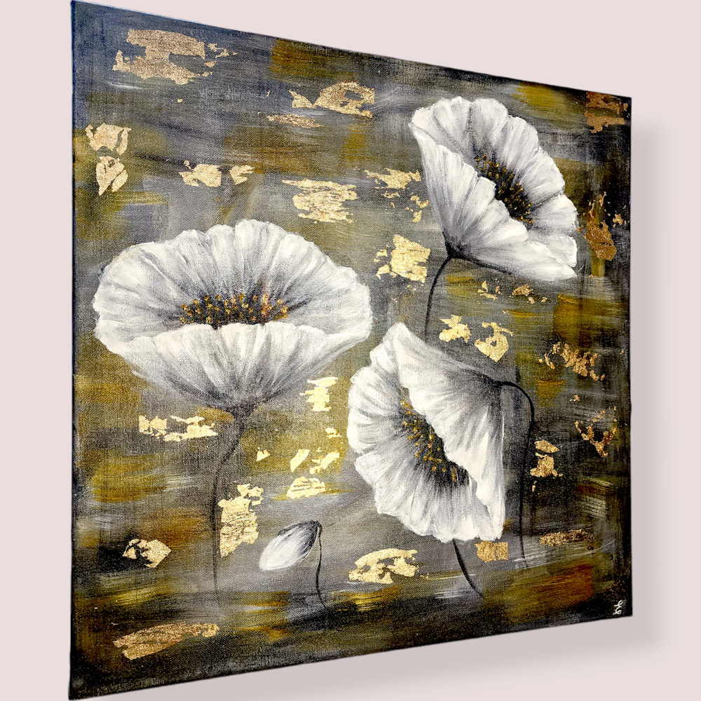 Картина «Белые маки» | Холст, акрил 50х50 см | Художница Ефимова Ольга