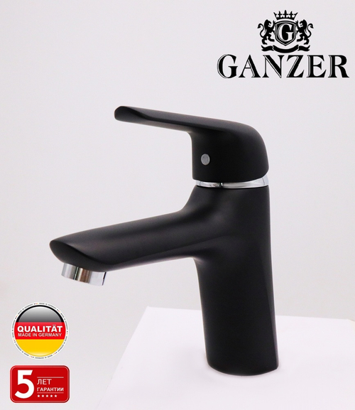 24011-C Смеситель для умывальника (ЧЕРНЫЙ) "GANZER"  (10/1шт)