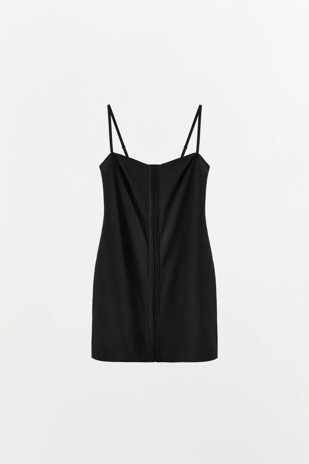 ZARA КОРОТКОЕ ПЛАТЬЕ ИЗ ПОЛИАМИДА С КРЮЧКАМИ, ЧЕРНЫЙ