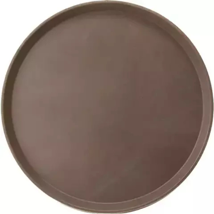 Поднос прорезиненный круглый «Проотель» пластик D=35,5см коричнев