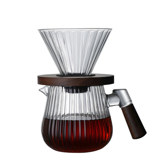 Дриппер воронка на 1-4 чашки фильтр для заваривания кофе + кофейник 600 мл (пуровер) стекло Barbossa