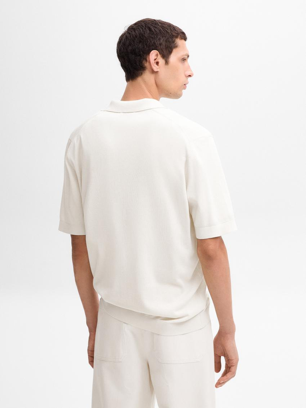 Massimo Dutti Трикотажная футболка-поло с короткими рукавами, натуральный