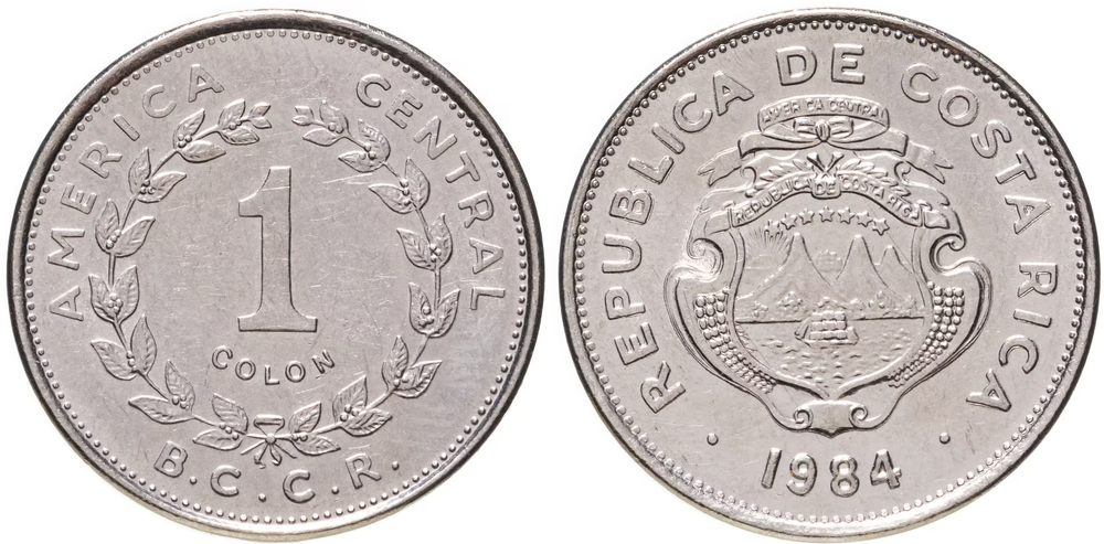 Коста-Рика 1 колон, 1982 - 1994 Герб XF