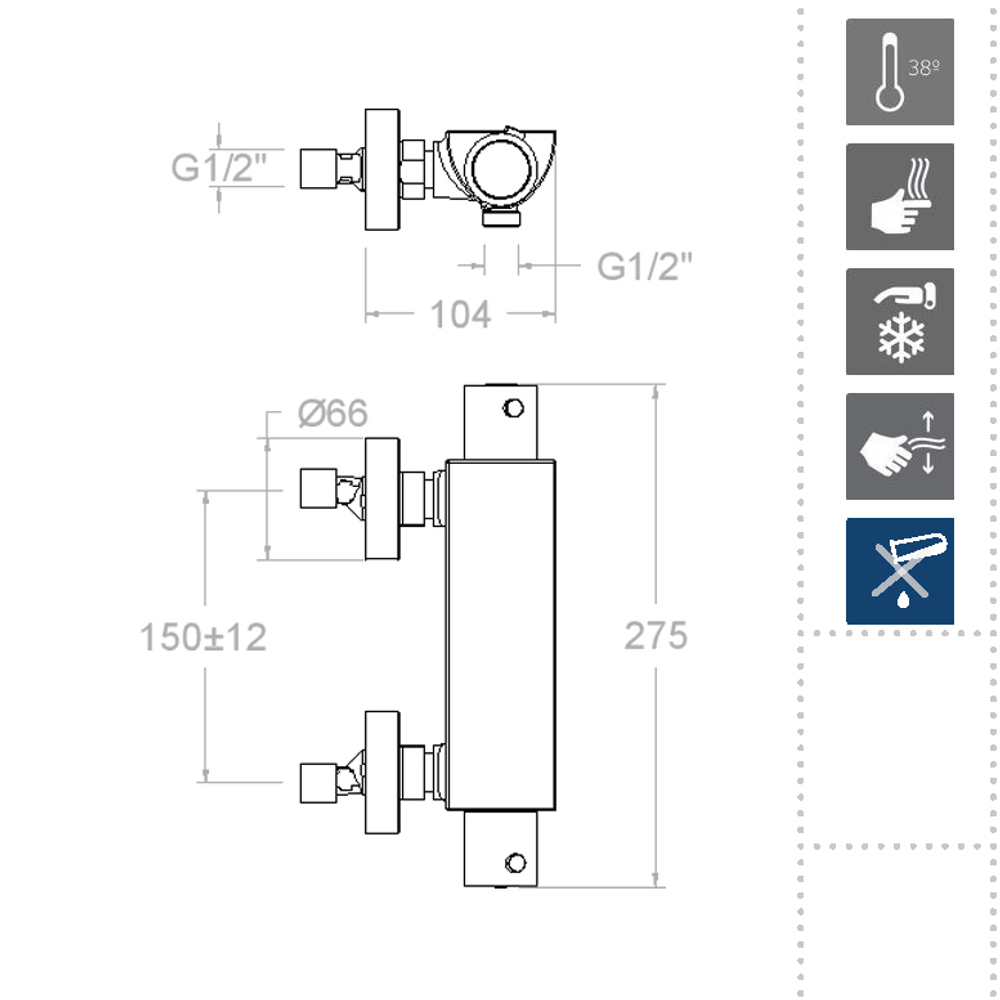 Смеситель термостатический для душа URBAN CHIC 213401S