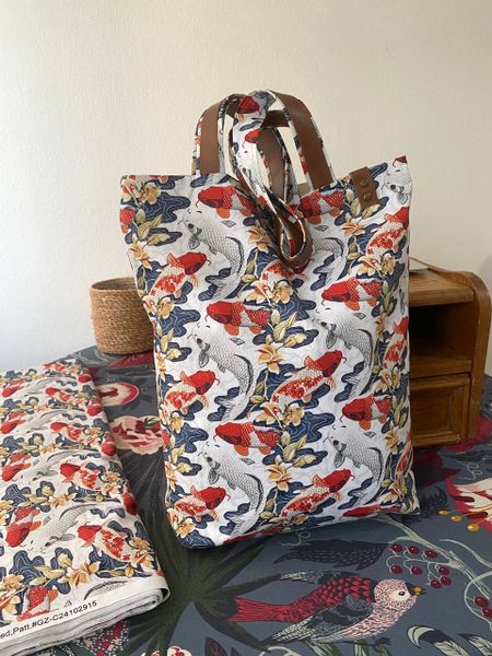 КАРПЫ КОИ, на белом, 100% хлопок 4