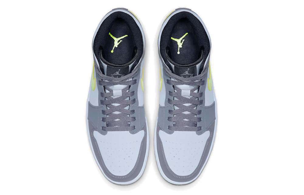 Кроссовки Jordan Air Jordan 1 Mid Neon Yellow Grey