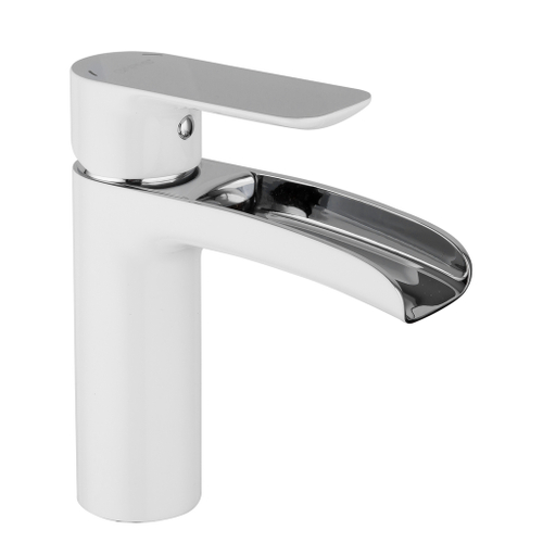 Смеситель для раковины 25к G1048-8 GAPPO литой, каскадный излив, п/гайку, БЕЛЫЙ-ХРОМ