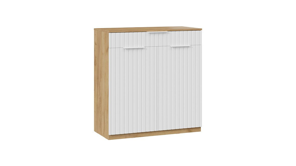 Прихожая с зеркалом комплект мебели Дуб Крафт золотой/Белый матовый/комод 145х43х195 см