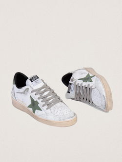 Men's Ball Star in white nappa with olive star and heel tab