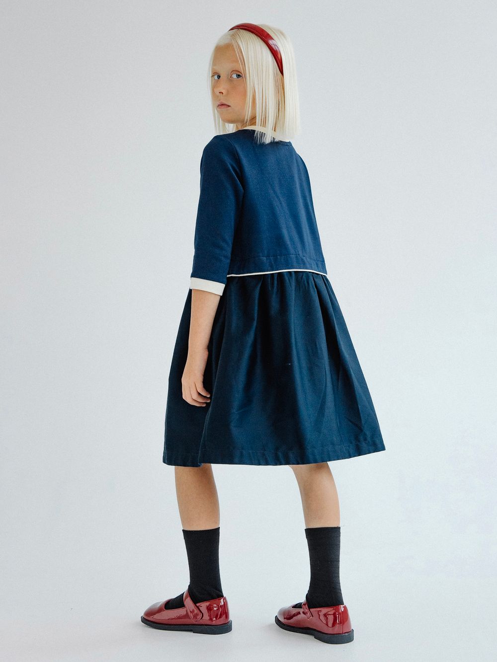 Платье с кантом ТЕМНО-СИНИЙ