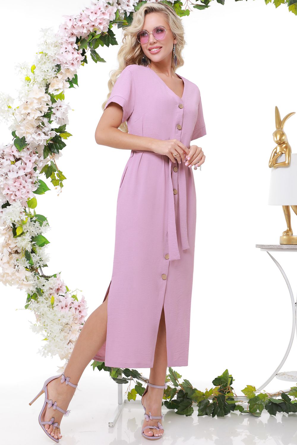 Длинное сиреневое платье с разрезами DStrend (Акция)