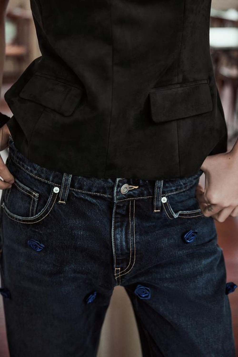 ZARA ТОП ИЗ ИСКУССТВЕННОЙ ЗАМШИ, ЧЕРНЫЙ