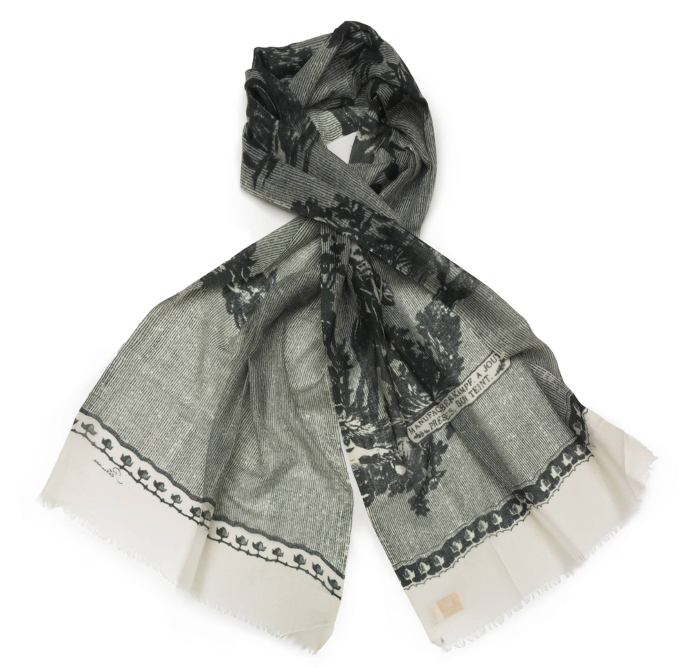 Шаль 50х180 Petrusse Jouy серо-зеленая Франция