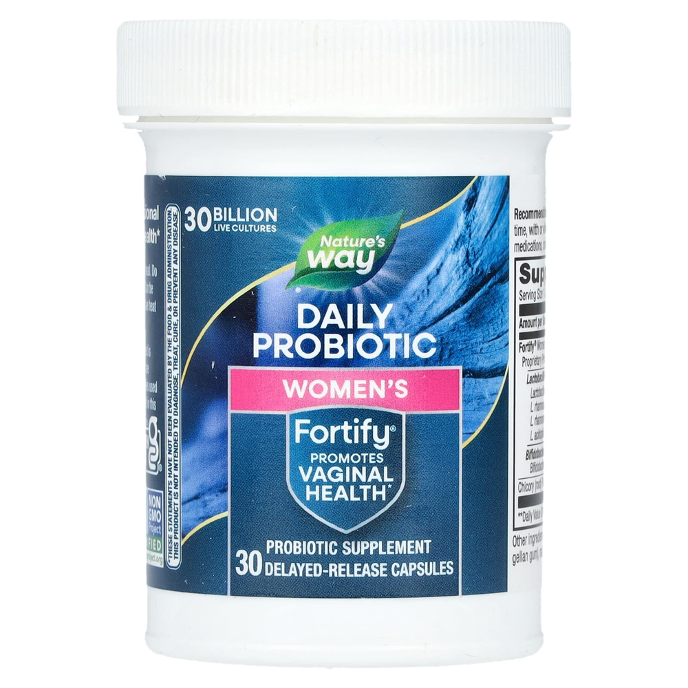 Nature's Way, Fortify, пробиотик с пребиотиками для женщин, ежедневная забота, 30 млрд, 30 капсул с отсроченным высвобождением