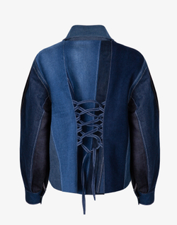 Джинсовая куртка со шнуровкой на спине, синяя