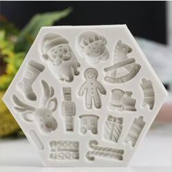 Молд силиконовый "Новогодняя открытка" / Форма 3D Санта Клаус, олень, имбирный человечек / для мыла, воска, глины, самозатвердевающих масс