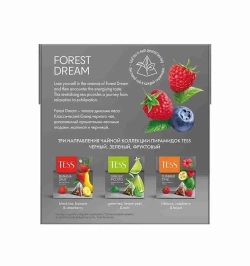Черный чай с малиной и ароматом черники Tess Forest Dream в пирамидках, 20 шт