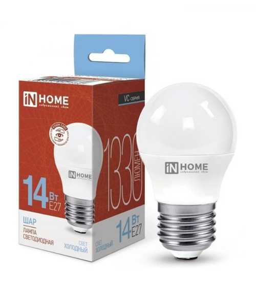 Лампа светодиодная IN HOME LED-ШАР-VC 14Вт 230В Е27 6500К 1330Лм