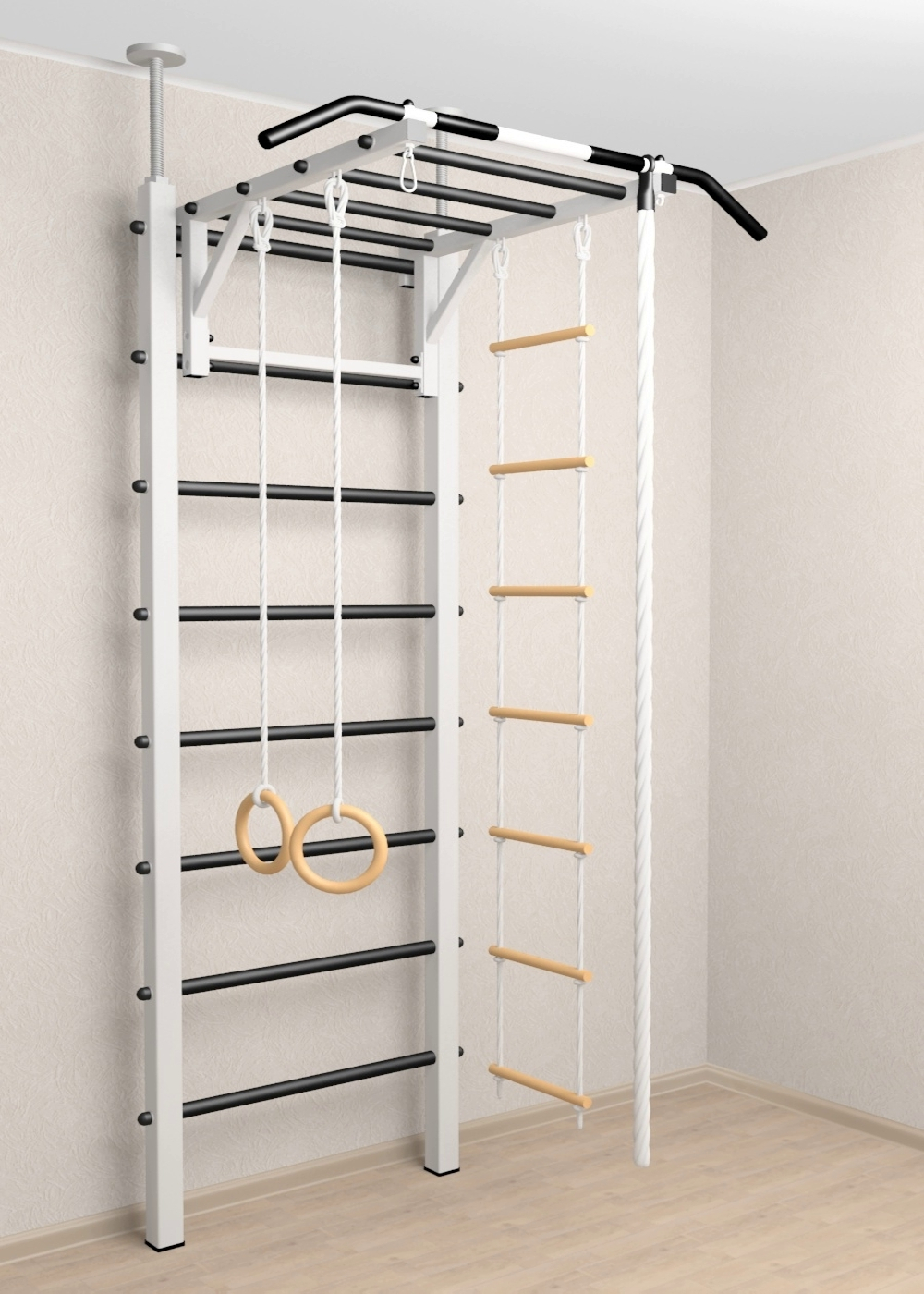 Шведская стенка Sv Sport враспор (Турник рукоход/Канат/Кольца/Лестница)