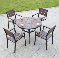 Алюминиевый круглый стол D105 ПОЛИВУД-2 «POLYWOOD-2» цвет каштан арт.1023