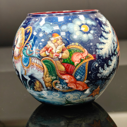 Вазочка с ручной росписью Палех "Морозко"