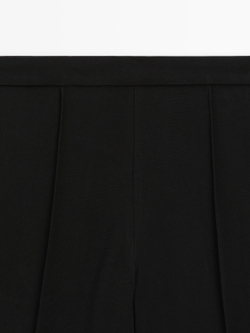Massimo Dutti Креповые брюки с декоративными швами, черный