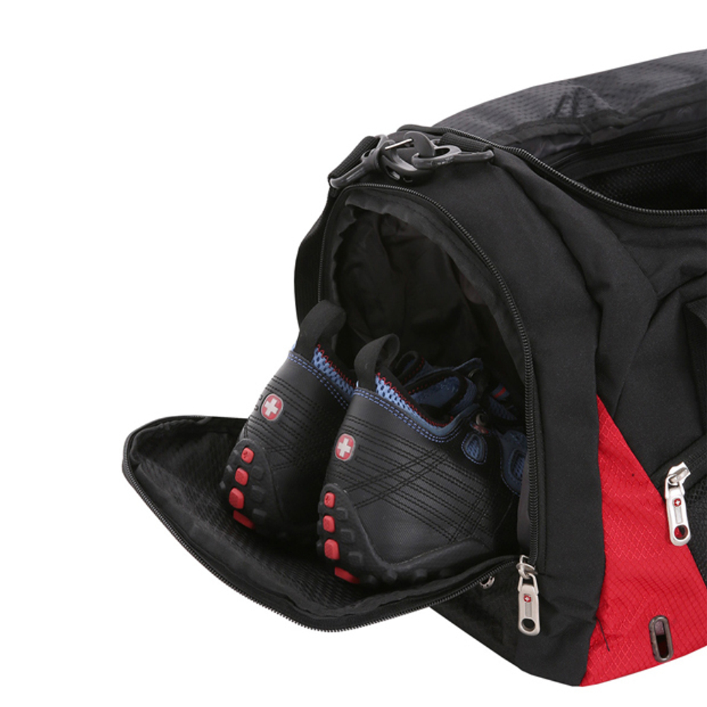 Сумка спортивная Wenger, чёрная/красная, 56х25,5х28,5 см, 56 л