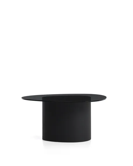 Приставной столик Olir из черной стали и закаленного стекла, 82 x 74 см