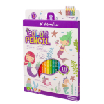 Карандаши цветные Yalong 18 цв., "Сказка" деревянные, трехгранные, заточенные, дизайн на корпусе, грифель 3.0 мм, картон. уп., европодвес