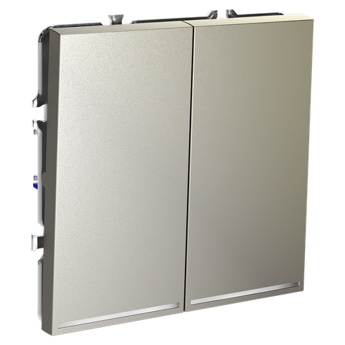 Выключатель встраиваемый VOLTUM S70 двухклавишный с подсветкой 10А, (шелк)