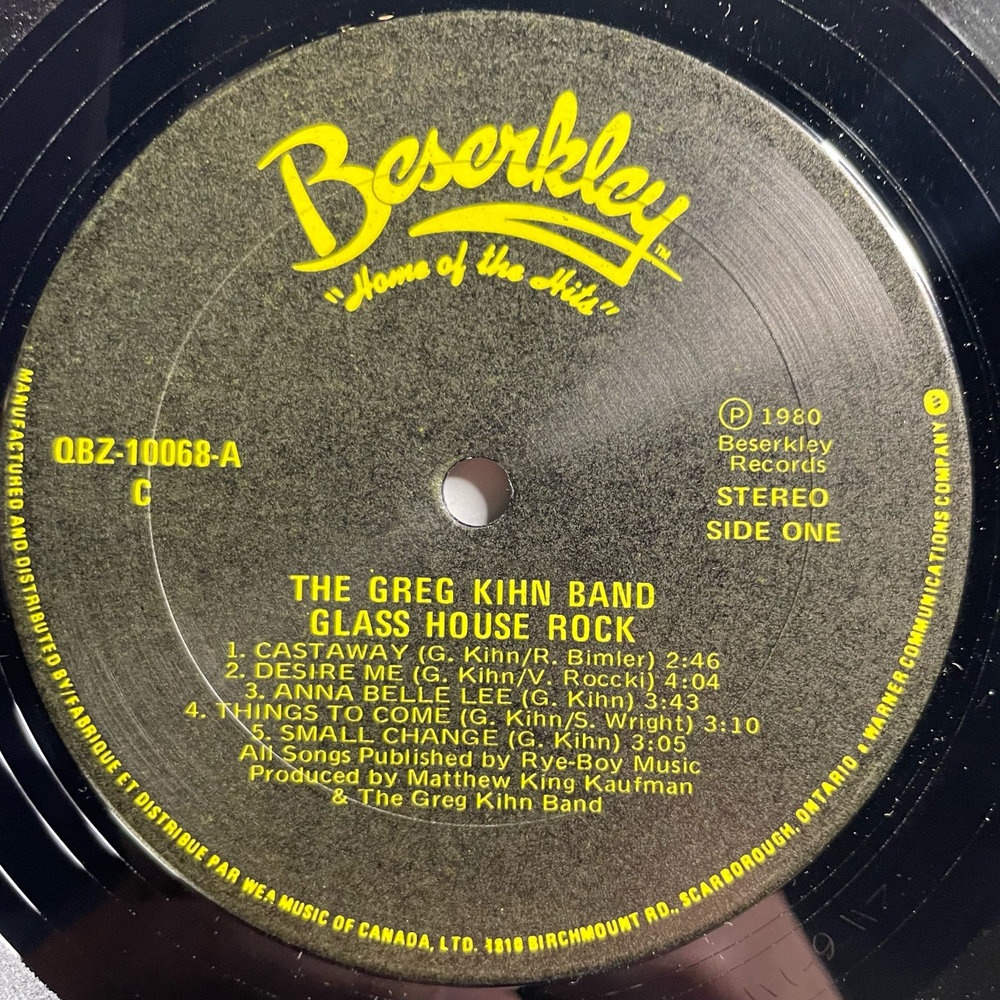 Винтажная виниловая пластинка LP Greg Kihn Band Glass House Rock (Канада 1980)