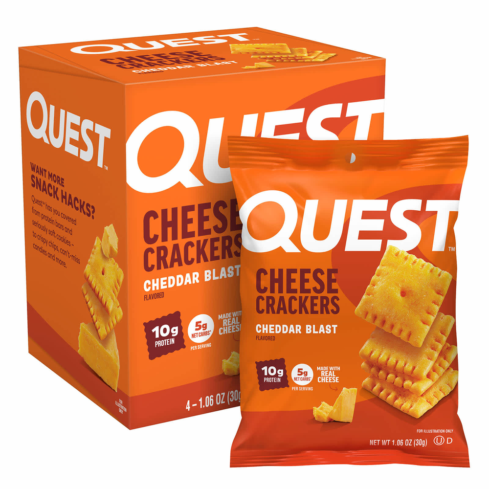 Quest Nutrition, крекеры с сыром, чеддер, 4 пакета по 30 г (1,06 унции)