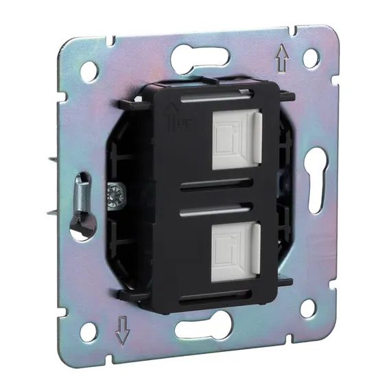 Розетка ROUND компьютерная двойная RJ45+RJ45 кат6 с/у перламутр KRANZ