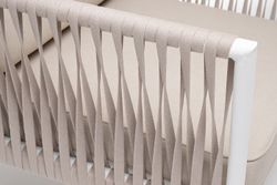 "Касабланка" кресло плетеное из роупа, каркас алюминий белый муар, роуп бежевый 20мм, ткань бежевая 15052