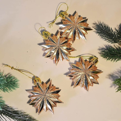 Елочные игрушки 4шт 6см "Таинственное очарование. Звезда", шампань