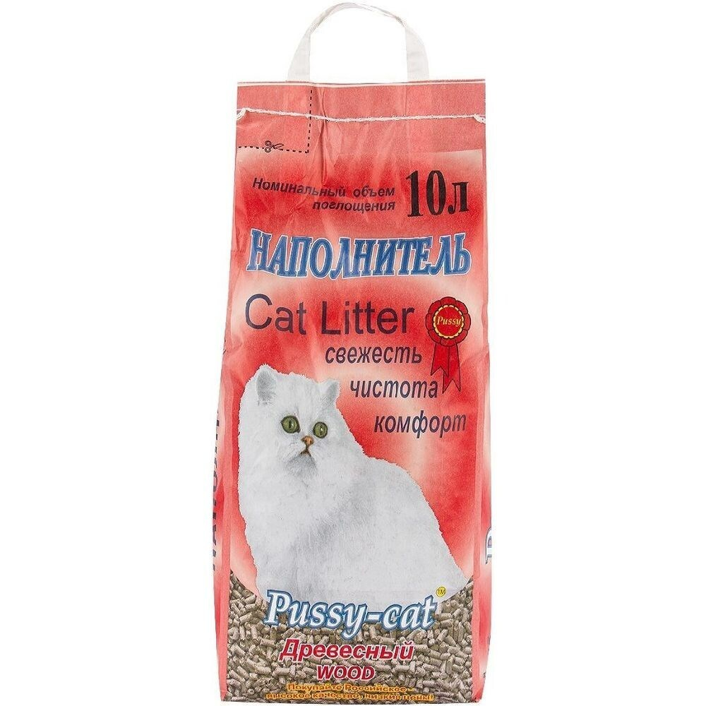 PUSSY-CAT Древесный Наполнитель для кошачьего туалета, 10 л