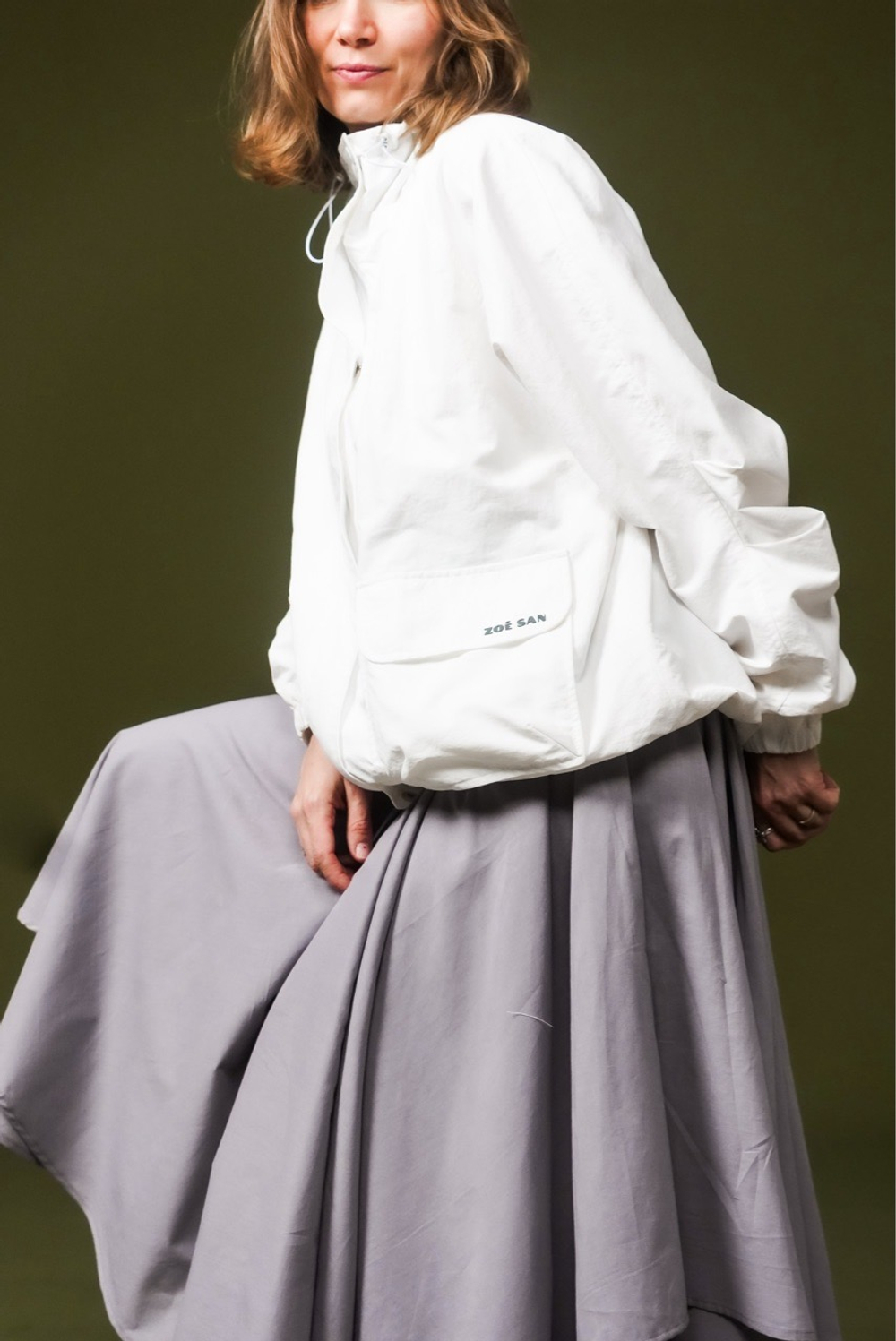 Юбка асимметричная двухслойная, светло-серая