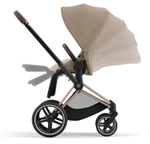 Коляска 3 в 1 Cybex Priam IV Rosegold complete и автокресло Aton S2 i-Size Ocean Blue Cozy Beige
