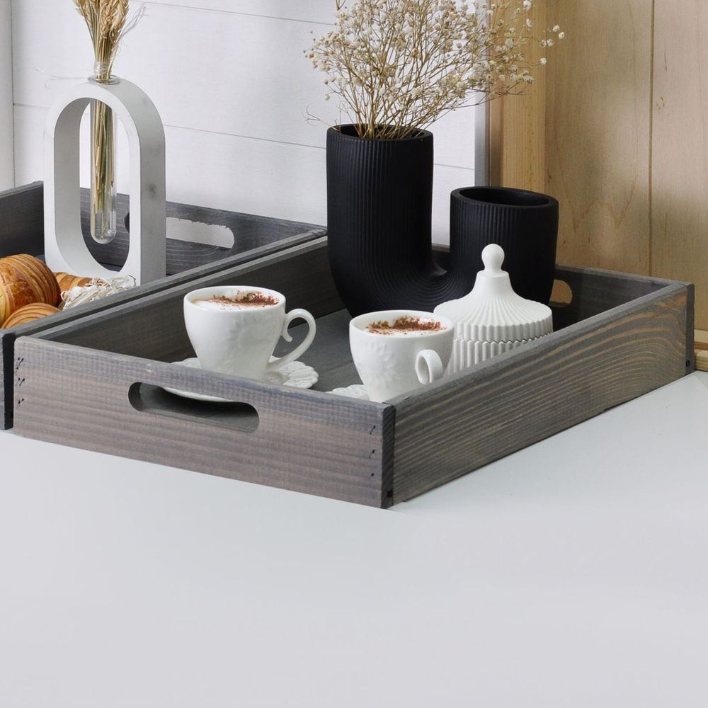 Поднос, 38х28, Флоутард, столик для завтрака в постель, для кухни, состаренный серый, Dipriz
