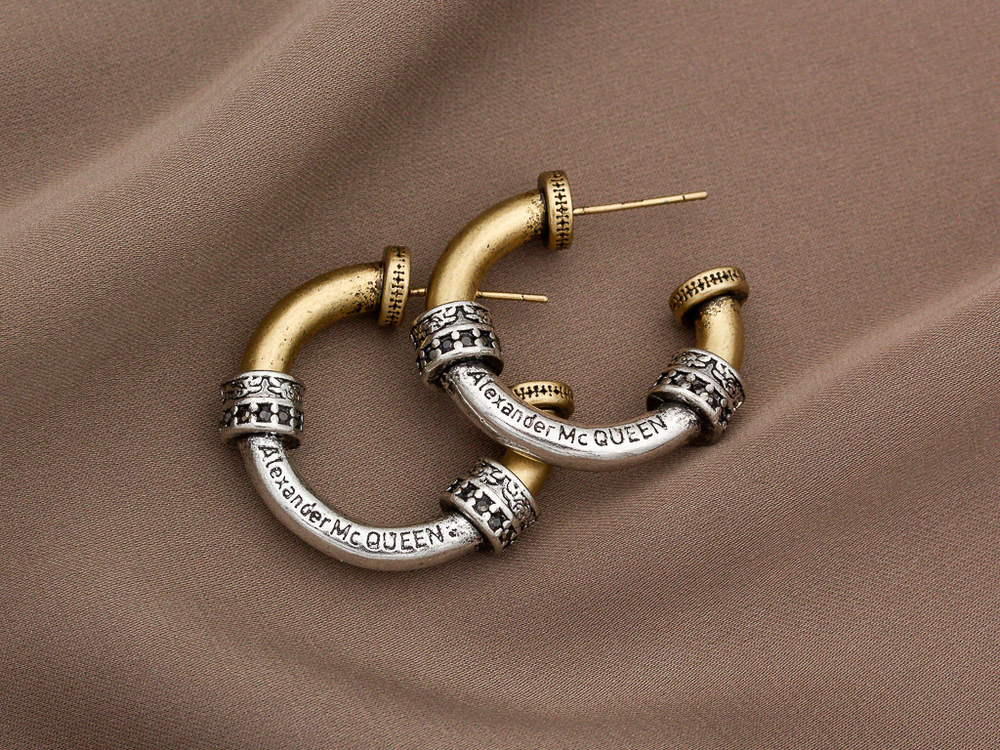 Серьги-Кольца "Винтаж. Alexander McQueen" 27мм, биколор
