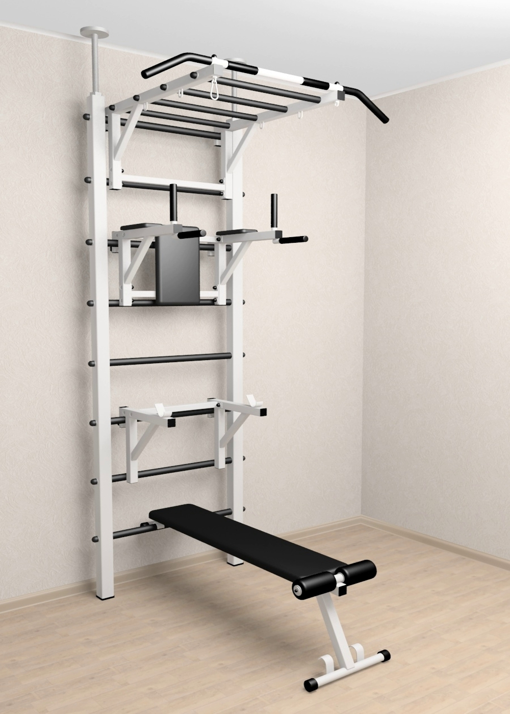 Шведская стенка Sv Sport враспор (Турник рукоход/Брусья/Стойка/Скамья)