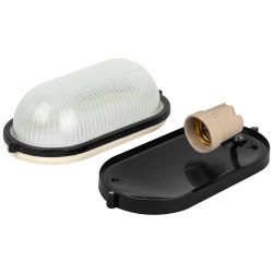 Светильник ЭРА НБП 04-60-001 Акватермо алюминий/стекло IP54 E27 max 60Вт 212х105 овал черный