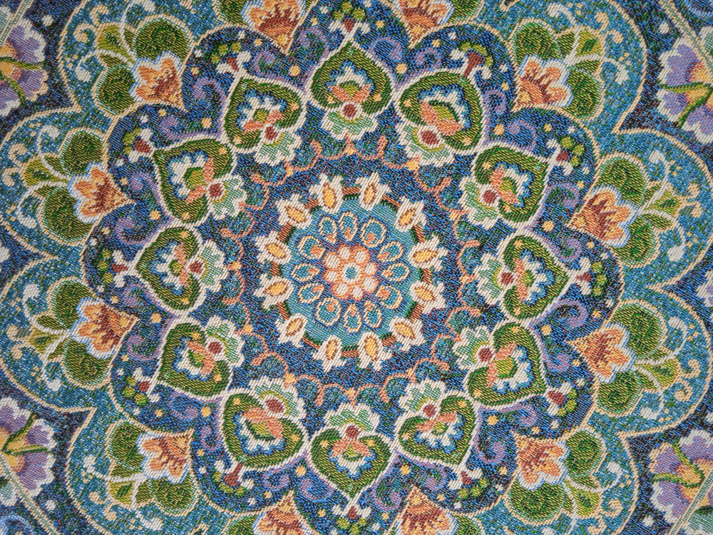 Декоративная гобеленовая салфетка Синие узоры D 54 см