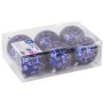 Шары елочные ЗОЛОТАЯ СКАЗКА, НАБОР 6 шт., пластик, 8 см, с серебристым рисунком, цвет синий, 590892