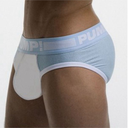 Мужские трусы брифы голубые с белым Pump SkyBlue - white Brief H69-1