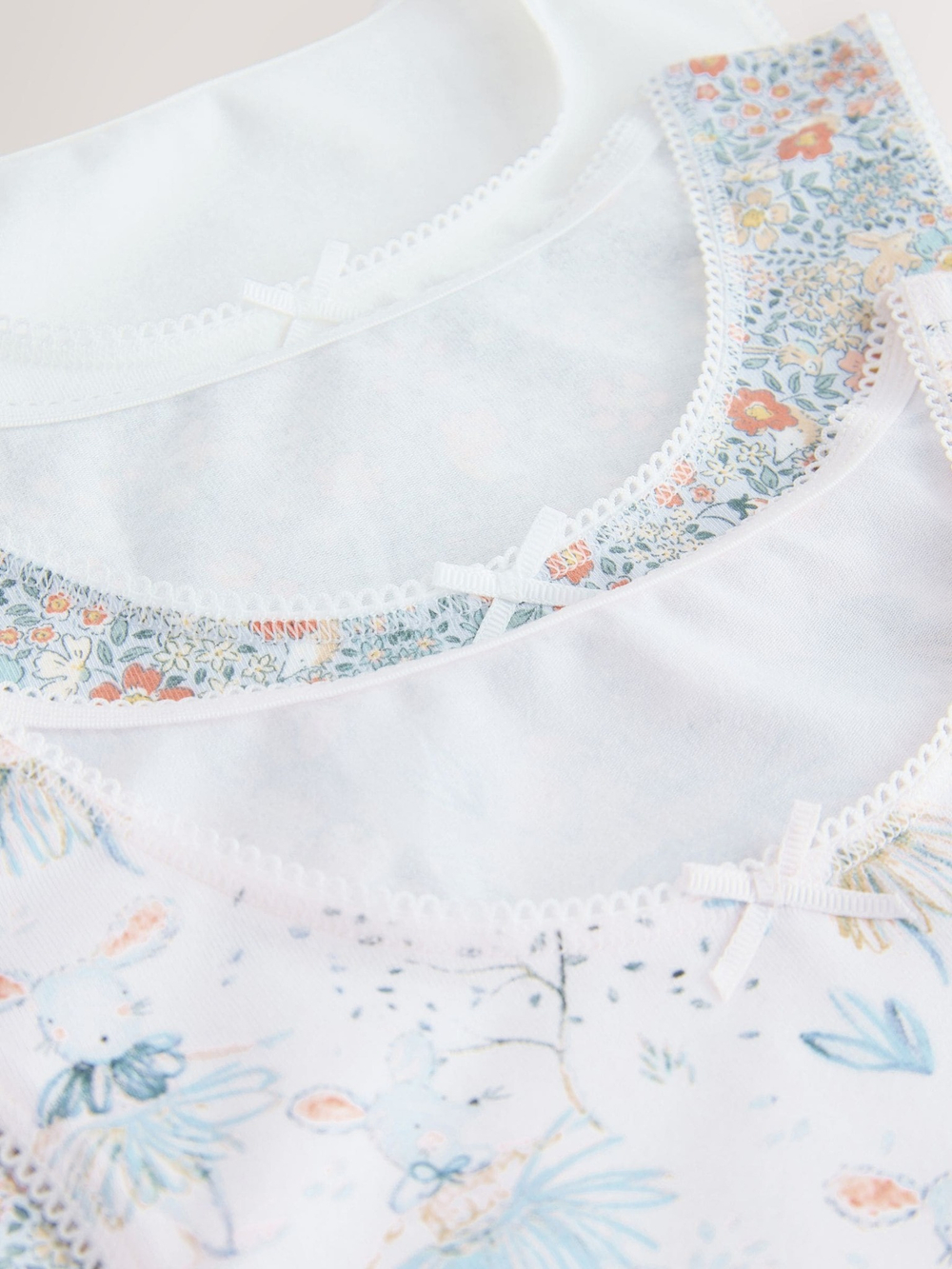 Майка для девочки Next AE6-192, 3 шт., Белый, Голубой