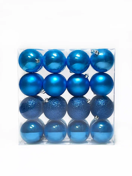 Набор пластиковых шаров Вернисаж 80 мм., синий, 32 шт., Christmas DeLuxe (89589)