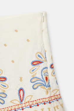 ZARA ШОРТЫ С ВЫШИВКОЙ, ЭКРЮ