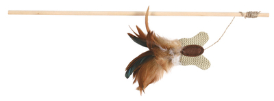 Игрушка для кошки "Удочка с бабочкой", 45 см, текстиль/перья, Trixie