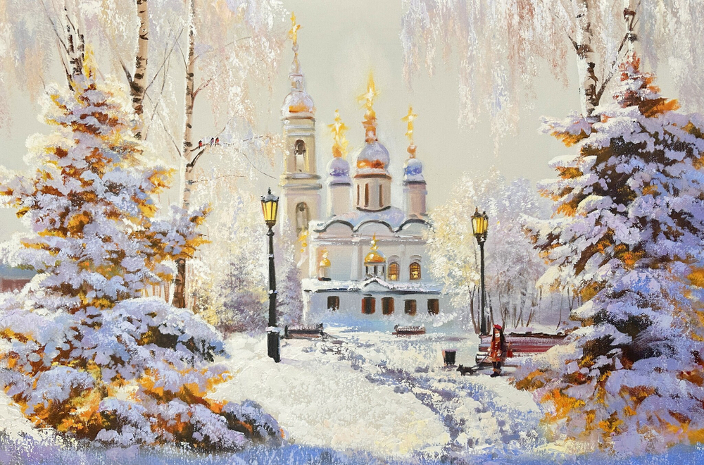 Зимний пейзаж и храм